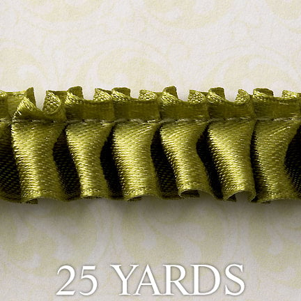 Websters Pages - Designer Ribbon - Green Ruffle - 25 Yards, BRAND NEW