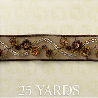 Websters Pages - Designer Ribbon - Brown Net - 25 Yards