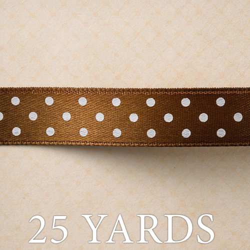 Websters Pages - Yacht Club Collection - Designer Ribbon - Brown Polka - 25 Yards