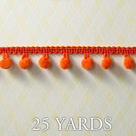 Websters Pages - Let's Celebrate Collection - Designer Ribbon - Orange Ball Fringe - 25 Yards