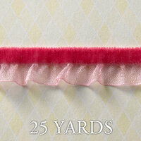 Websters Pages - Western Romance Collection - Designer Ribbon - Velvet Ruffle Pink - 25 Yards