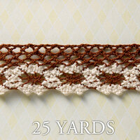 Websters Pages - Western Romance Collection - Designer Ribbon - Brown and Ivory - 25 Yards