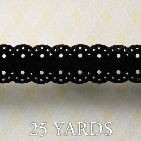 Websters Pages - All About Me Collection - Designer Ribbon - Pin Pattern Black - 25 Yards