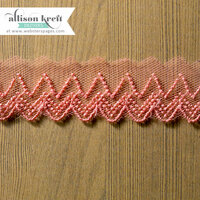 Websters Pages - Composition and Color Collection - Designer Ribbon - Coral Chevron - 25 Yards