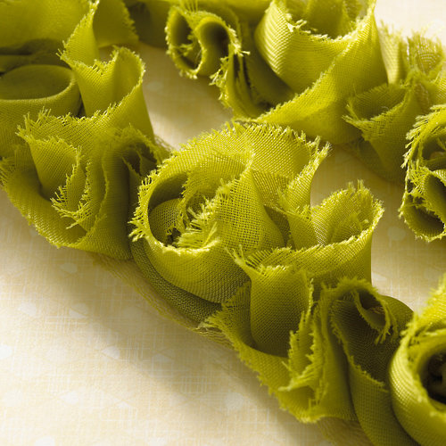 Websters Pages - Bloomers - Flower and Trim Ribbons - Game Green - 7.5 Yards