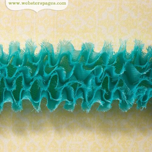 Websters Pages - Ruffled Bloomers - Flower and Trim Ribbons - Teal - 25 Yards