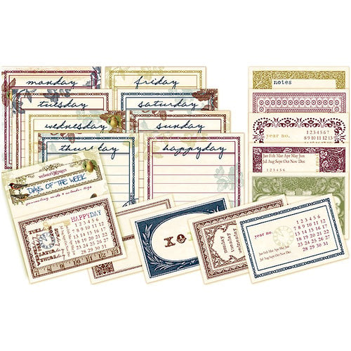 Websters Pages - Nature's Storybook Collection - Journaling Cards - Days of the Week, CLEARANCE