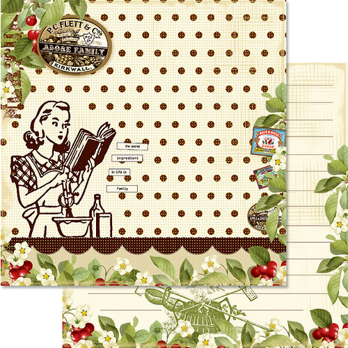 Websters Pages - Sweet As Cherry Pie Collection - 12 x 12 Double Sided Paper - Mom's Ingredients