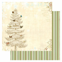 Websters Pages - Winter's Wings Collection - Christmas - 12 x 12 Double Sided Paper - Magical Tree, BRAND NEW