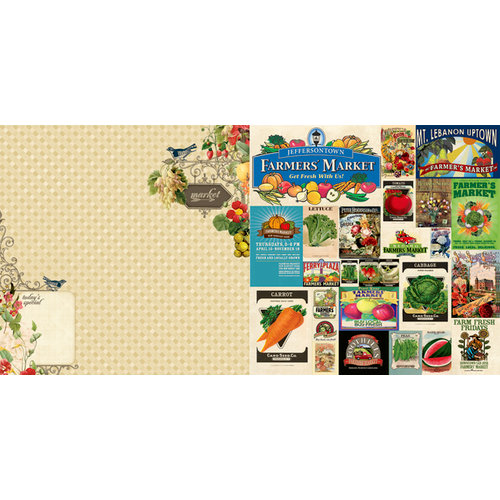 Websters Pages - Spring Market Collection - 12 x 12 Double Sided Paper - Market Menu