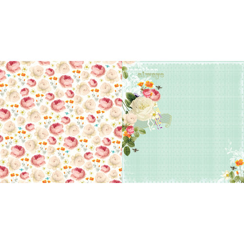 Websters Pages - Sunday Picnic Collection - 12 x 12 Double Sided Paper - Blanket of Poppies