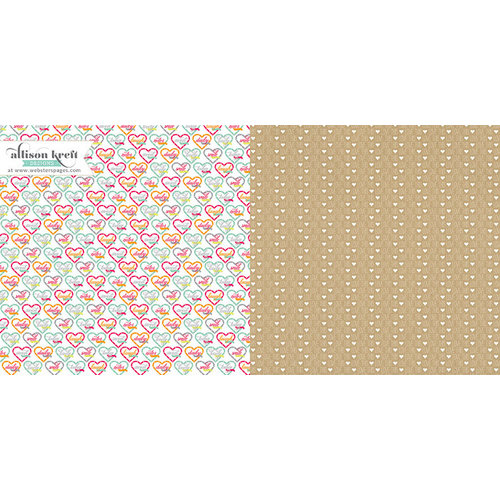 Websters Pages - Sweet Notes Collection - 12 x 12 Double Sided Paper - Candy Hearts