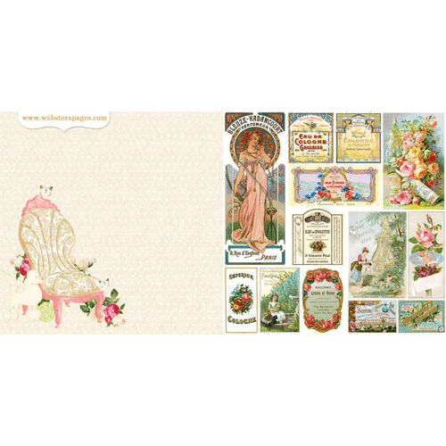 Websters Pages - Postcards from Paris II Collection - 12 x 12 Double Sided Paper - Mademoiselle