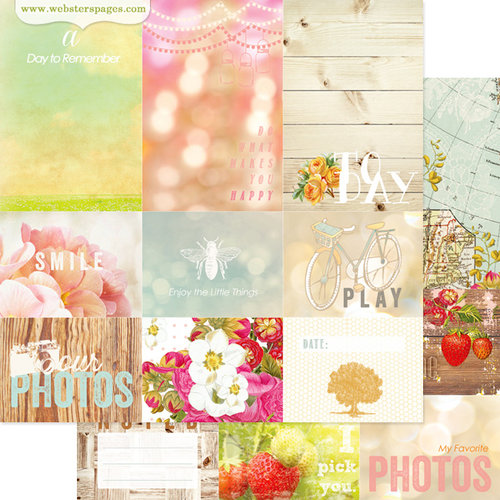 Websters Pages - Strawberry Fields Collection - 12 x 12 Double Sided Paper - Storyteller Card Sheet II