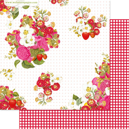 Websters Pages - Strawberry Fields Collection - 12 x 12 Double Sided Paper - Picking Berries