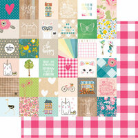 Websters Pages - My Happy Place Collection - 12 x 12 Double Sided Paper - Happy Squares