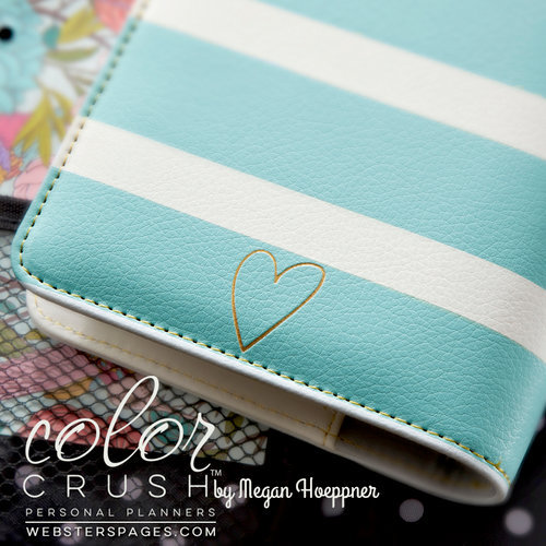 Websters Pages - Color Crush Collection - Personal Planner Binder - Teal and White Stripe