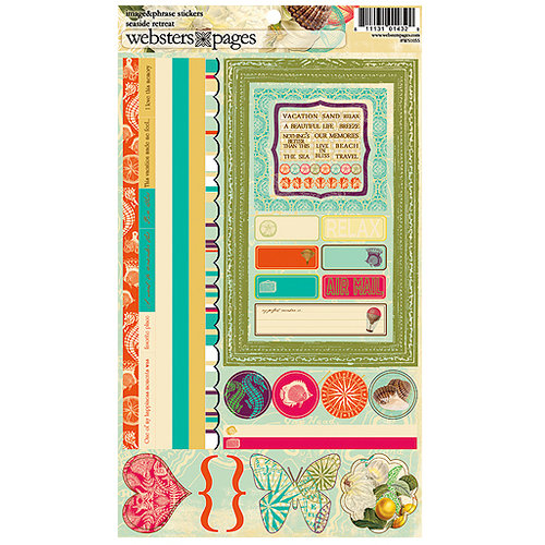 Websters Pages - Seaside Retreat Collection - Cardstock Stickers - Image and Phrase, CLEARANCE