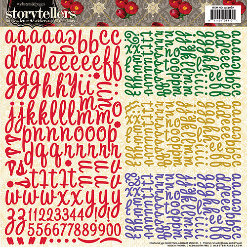 Websters Pages - Royal Christmas Collection - Storytellers - 12 x 12 Alphabet Stickers