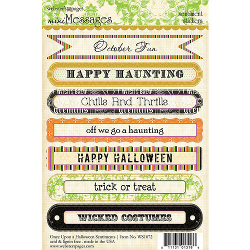 Websters Pages - Once Upon a Halloween Collection - Cardstock Stickers - Mini Messages - Sentiments
