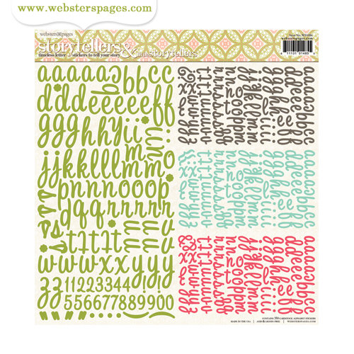 Websters Pages - Modern Romance Collection - Storytellers and Little Storytellers - 12 x 12 Alphabet Cardstock Stickers