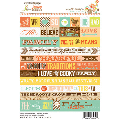 Websters Pages - Family Traditions Collection - Cardstock Stickers - Mini Messages - Words