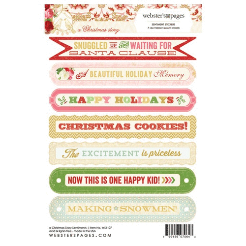 Websters Pages - A Christmas Story Collection - Cardstock Stickers - Mini Messages - Sentiment