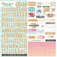 Websters Pages - Sprinkled with Love - 12 x 12 Cardstock Stickers - Alphabet