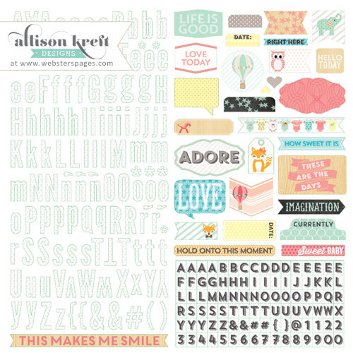 Websters Pages - Hello World Collection - 12 x 12 Cardstock Stickers - Alphabet