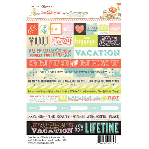 Websters Pages - Our Travels Collection - Cardstock Stickers - Mini Messages - Words