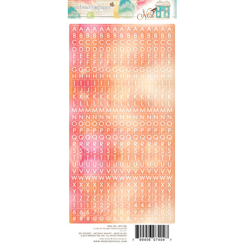 Websters Pages - Nest Collection - Cardstock Stickers - Little Letter - Sunset