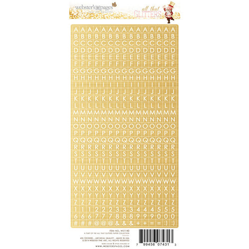 Websters Pages - All That Glitters Collection - Christmas - Cardstock Stickers - Little Letter - Gold