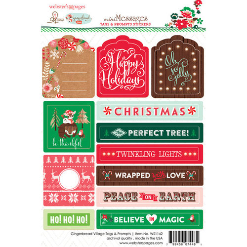 Websters Pages - Gingerbread Village Collection - Christmas - Cardstock Stickers - Tag and Prompt
