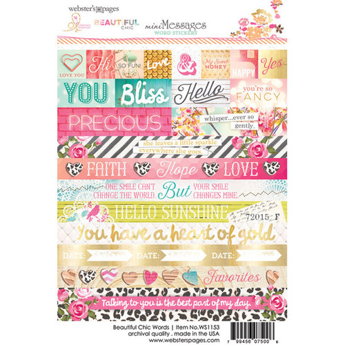 Websters Pages - Beautiful Chic Collection - Cardstock Stickers - Words