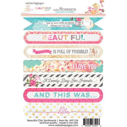 Websters Pages - Beautiful Chic Collection - Cardstock Stickers - Sentiments