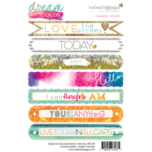 Websters Pages - Dream in Color Collection - Cardstock Stickers - Sentiments