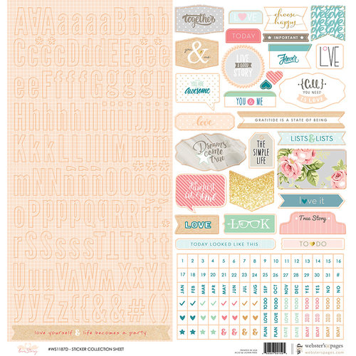 Websters Pages - Love Story Collection - 12 x 12 Cardstock Stickers