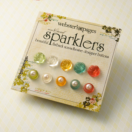 Websters Pages - Sparklers - Non Adhesive Designer Buttons - Assorted Rose and Pearl 2