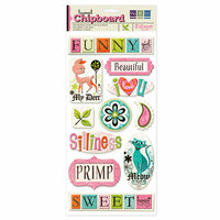 We R Memory Keepers - Tiffanys Collection - Self Adhesive Layered Chipboard with Glitter - Words, CLEARANCE
