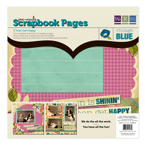 We R Memory Keepers - Vintage Blue Collection - 12 x 12 Pre-made Scrapbook Pages - Cmon Get Happy, CLEARANCE