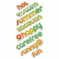 We R Memory Keepers - 72 and Sunny Collection - Self Adhesive Layered Chipboard with Glitter Accents - Words, CLEARANCE