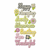 We R Memory Keepers - Retro Glam Collection - Self Adhesive Layered Chipboard - Words