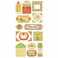 We R Memory Keepers - White Christmas Collection - Self Adhesive Layered Chipboard with Flocked Accents - Tags