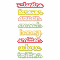 We R Memory Keepers - Be My Valentine Collection - Self Adhesive Layered Chipboard with Flocked Accents - Words