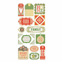 We R Memory Keepers - Family Keepsake Collection - Self Adhesive Layered Chipboard with Glitter Accents - Tags