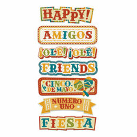 We R Memory Keepers - Fiesta Collection - Self Adhesive Layered Chipboard with Flocked Accents - Words