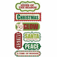 We R Memory Keepers - Peppermint Twist Collection - Christmas - Self Adhesive Layered Chipboard with Glitter Accents - Words