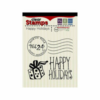 We R Memory Keepers - Peppermint Twist Collection - Christmas - Clear Acrylic Stamps - Happy Holidays
