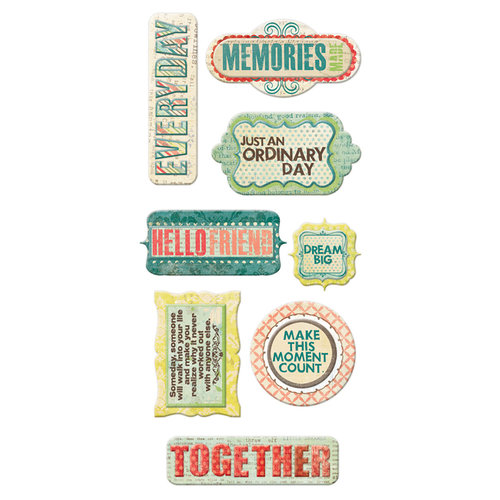We R Memory Keepers - Anthologie Collection - Self Adhesive Layered Chipboard with Glitter Accents - Words
