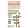 We R Memory Keepers - Down the Boardwalk Collection - Self Adhesive Layered Chipboard with Glitter Accents - Words